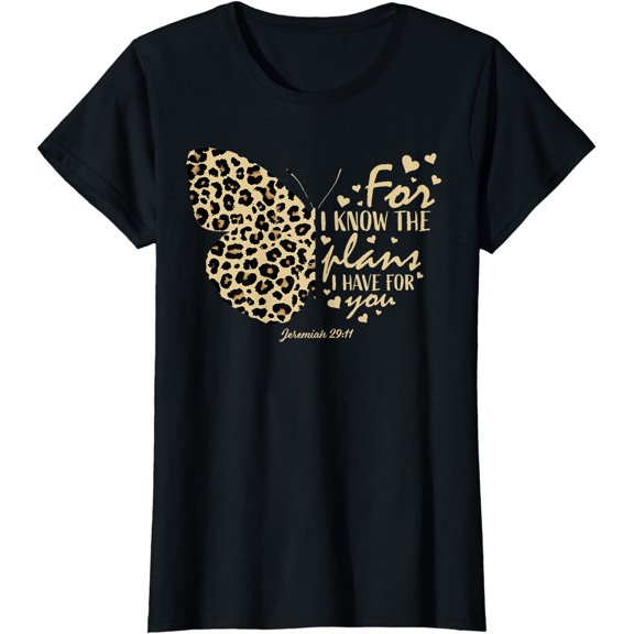 Jeremiah 29:11 Christian Women Gifts Teen Girls Butterfly T-Shirt