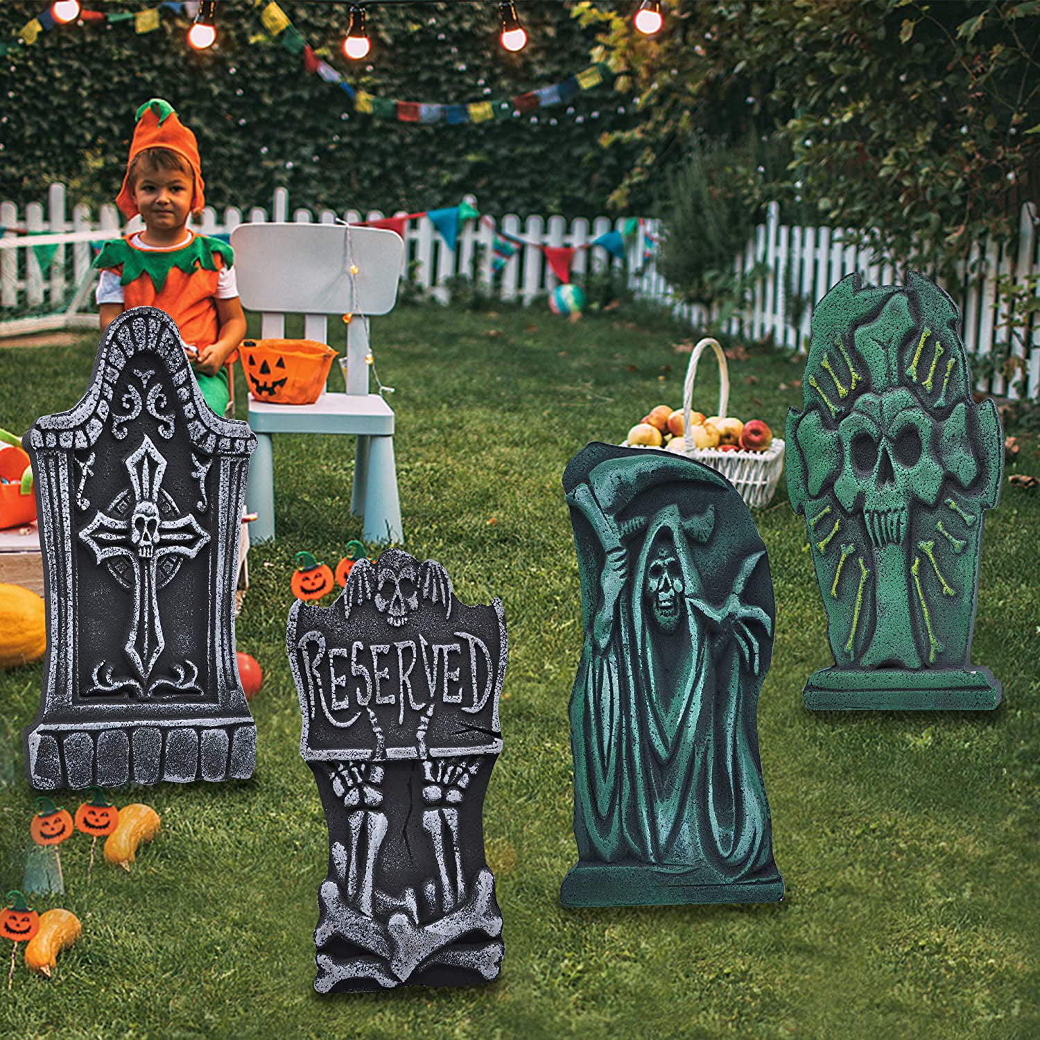 6x 17”Halloween Foam  Graveyard Tombstones Scary and Funny for Yard 