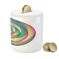 thumbnail image 3 of Rainbow Piggy Bank, Spiral Rosette Pattern with Wavy Stripes Abstract Contemporary Design, Ceramic Coin Bank Money Box for Cash Saving, 3.6" X 3.2", Multicolor, by Ambesonne, 3 of 4