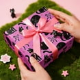 thumbnail image 3 of Black Cat Wrapping Paper Roll, Black Red Bows Hot Pink Background Gift Wrap for Birthday Valentines Cat Lovers, Mini Roll 17 Inches X 16.4 Feet, 3 of 14