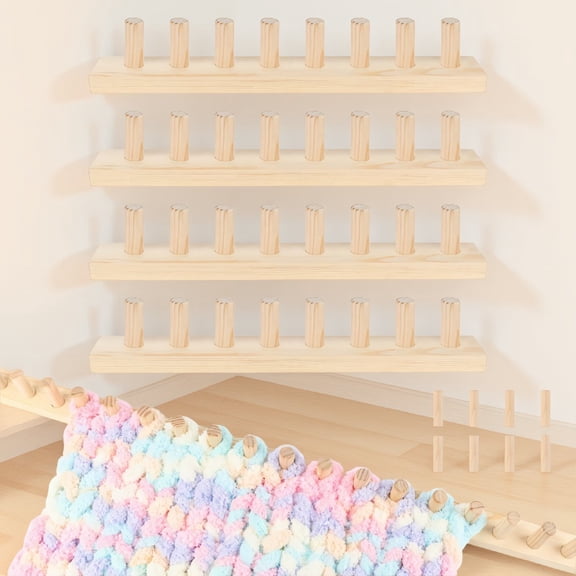 SWOEBTH 1-Pack 64 Inch Wooden Chunky Knitting Loom for Blanket Making, Adjustable DIY Frame for Bulky Yarn, Reusable Tool