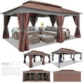 thumbnail image 6 of SANOPY 12'x20' Gazebo Pavilions Patio Outdoor Gazebo Canopy Tent with Netting Heavy Duty Gazebos Shelter with Metal Steel for Patio, Party, Backyard, Deck, Garden, Tailgate, Brown, 6 of 14