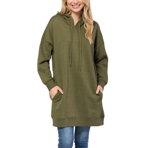 UKAP Tops con capucha para mujer Sudaderas con capucha con cordón Jersey de manga larga Mini sudadera cómoda Vestido deportivo