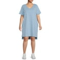 thumbnail image 2 of Terra & Sky Women's Plus Size V-Neck T-Shirt Dress with High Low Hem, 2 of 5