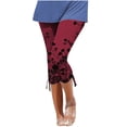 thumbnail image 1 of Bigersell Elastic Waist Capris for Women Crop Pants Womens Capris Pants for Summer Floral Printed Lightweight Capris Pants for Women Yoga Capris Leggings Side Drawstring Red-V XL, 1 of 5