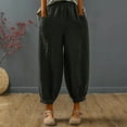 thumbnail image 4 of REALiKUN Women's Casual Cotton Linen Baggy Pants with Elastic Waist Relax Fit Lantern Trouser, 4 of 5
