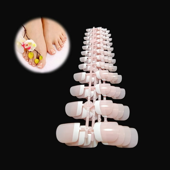 Ealicere 120 Pcs Different Size Candy Colors French Fake Toe Nails ,False Nails Artificial Art Toenail Tips for Women & Girls