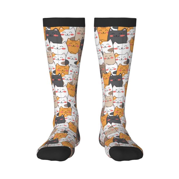Balery Cute Cats Calcetines novedosos Calcetines deportivos Calcetines hasta la rodilla Calcetines de algodón Calcetines originales y geniales