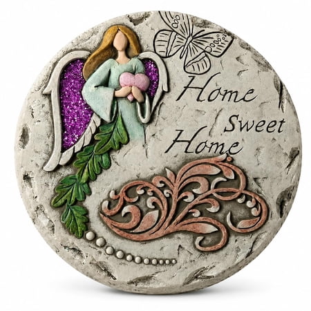 Comfy Hour Farmhouse Collection 10" Angel Home Sweet Home Garden Stepping Stone, Concrete