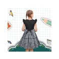 thumbnail image 5 of Sunny Fashion Girls Dress Black Gingham Plaid School Student Ruffle Cap Sleeve 5 Years, 5 of 7