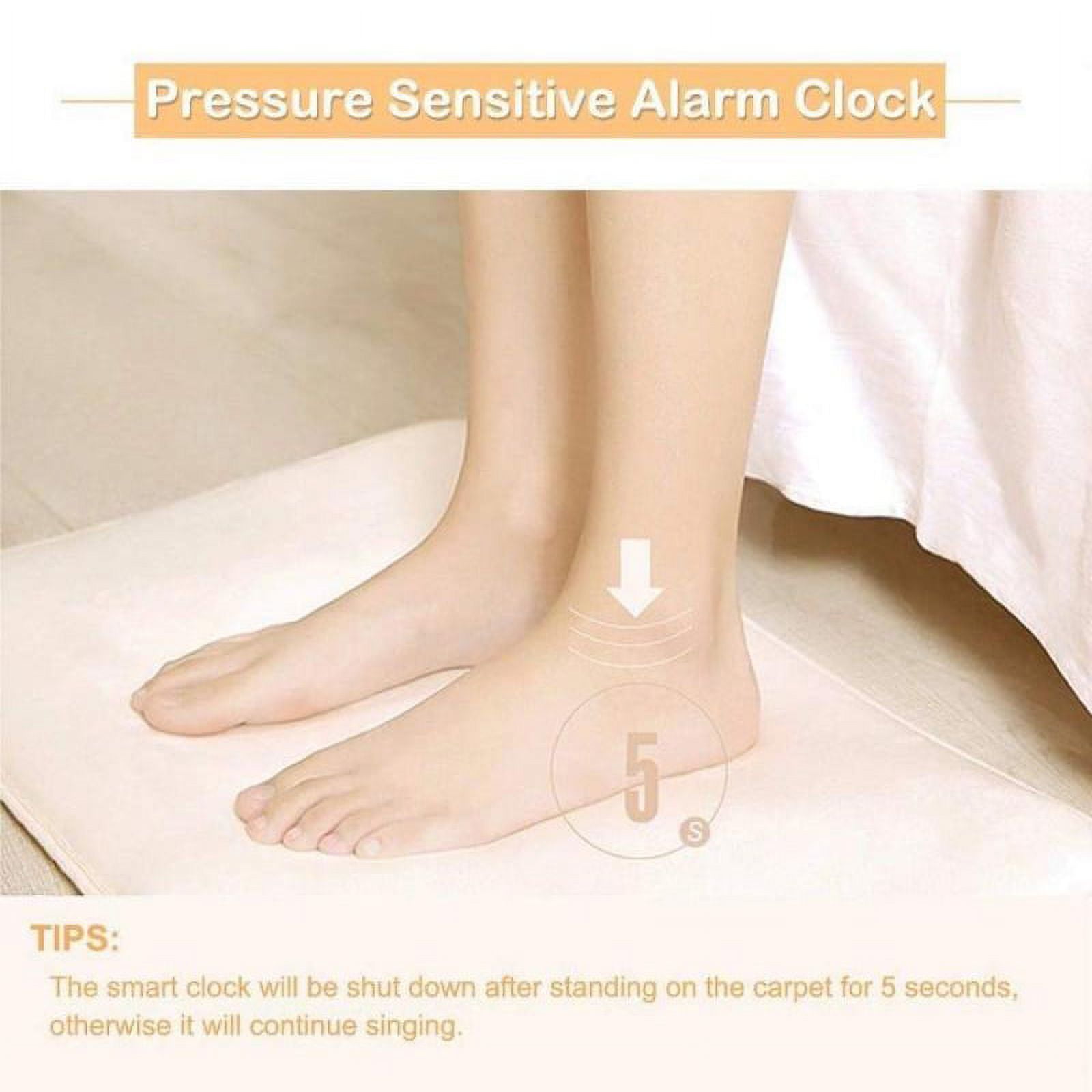 Hibibud  Clock Stand on Pressure Sensitive Battery Smart Alarm Clock Mat Floor Rug LED Time
