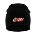 thumbnail image 2 of I&W Classic USA Cities Winter Knit Cuffless Beanie Hat 3D Raised Layer Letters, Detroit Black, White Red, 2 of 2