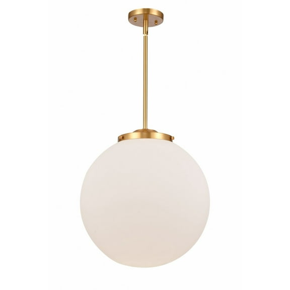 221-1S-SG-G201-16-Innovations Lighting-Beacon - 1 Light Pendant In Industrial Style-17 Inches Tall and 16 Inches Wide-Satin Gold Finish-Matte White