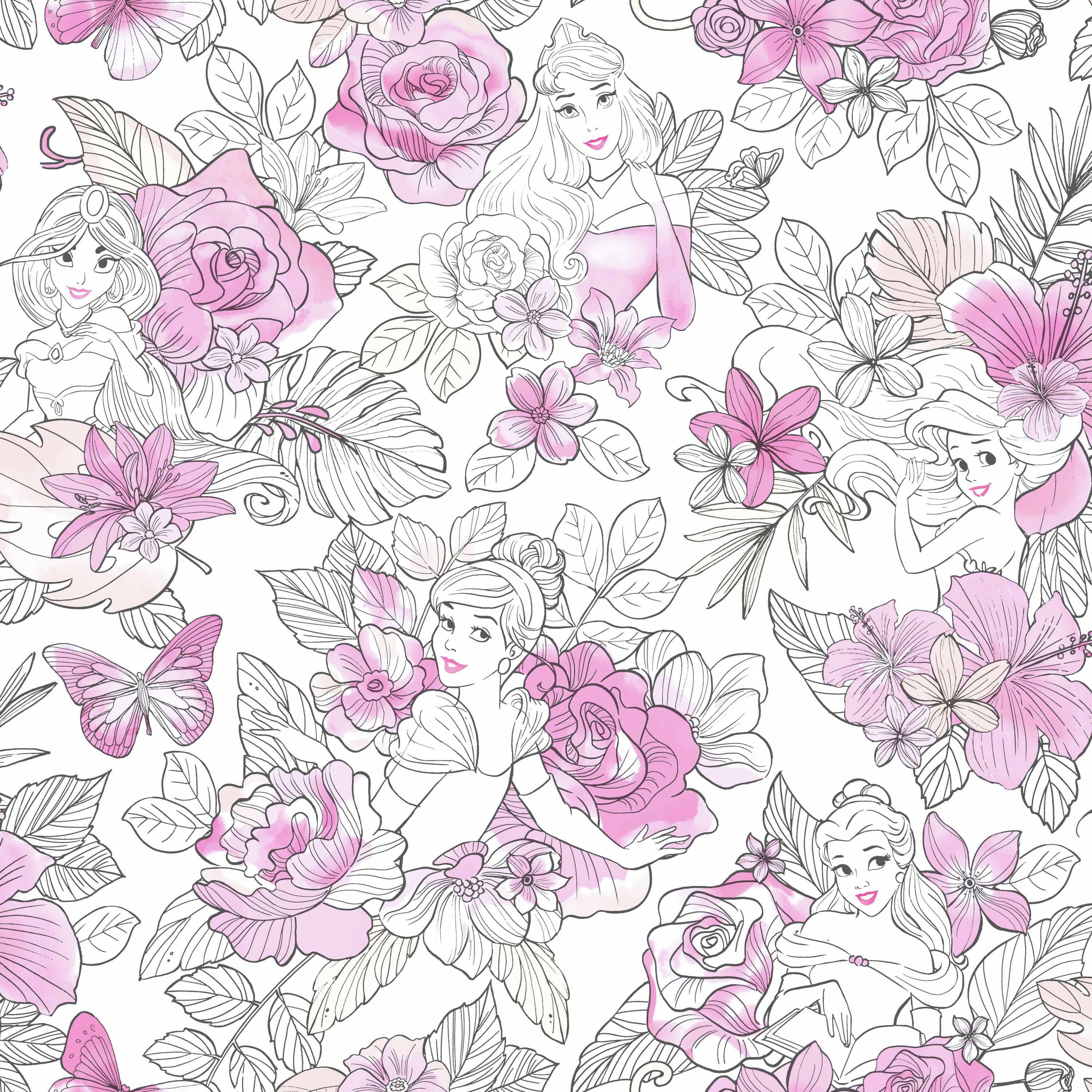 York Wallcoverings Disney Princess Royal Floral Wallpaper York Wallcoverings Disney Princess Royal Floral Wallpaper