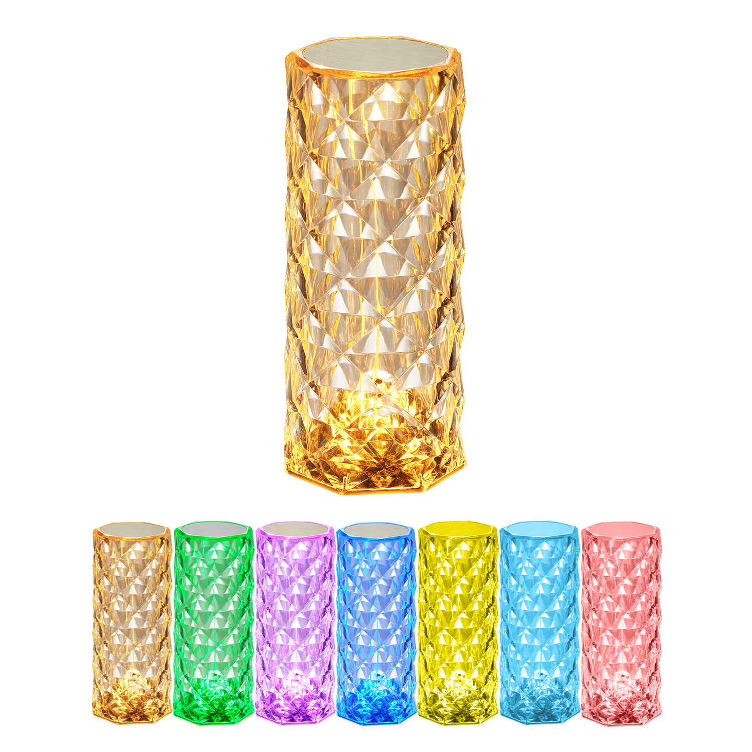 LED Integrated Rechargeable Crystal Portable Touch Lamp with Included Remote Control and USB Cable