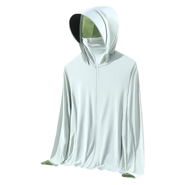 Économies d'Automne! srobpty Veste de Protection Solaire à Manches Longues pour Femmes, Femme Décontractée Solide Sport à Capuche Manches Longues Fermeture Éclair Anti-Soleil Haute Élasticité Vert, G