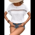 thumbnail image 2 of Blusas Bohemias de Punto con Cuello Redondo, Corta, Bordadas, con Encaje y Aberturas para Mujer M, 2 of 9