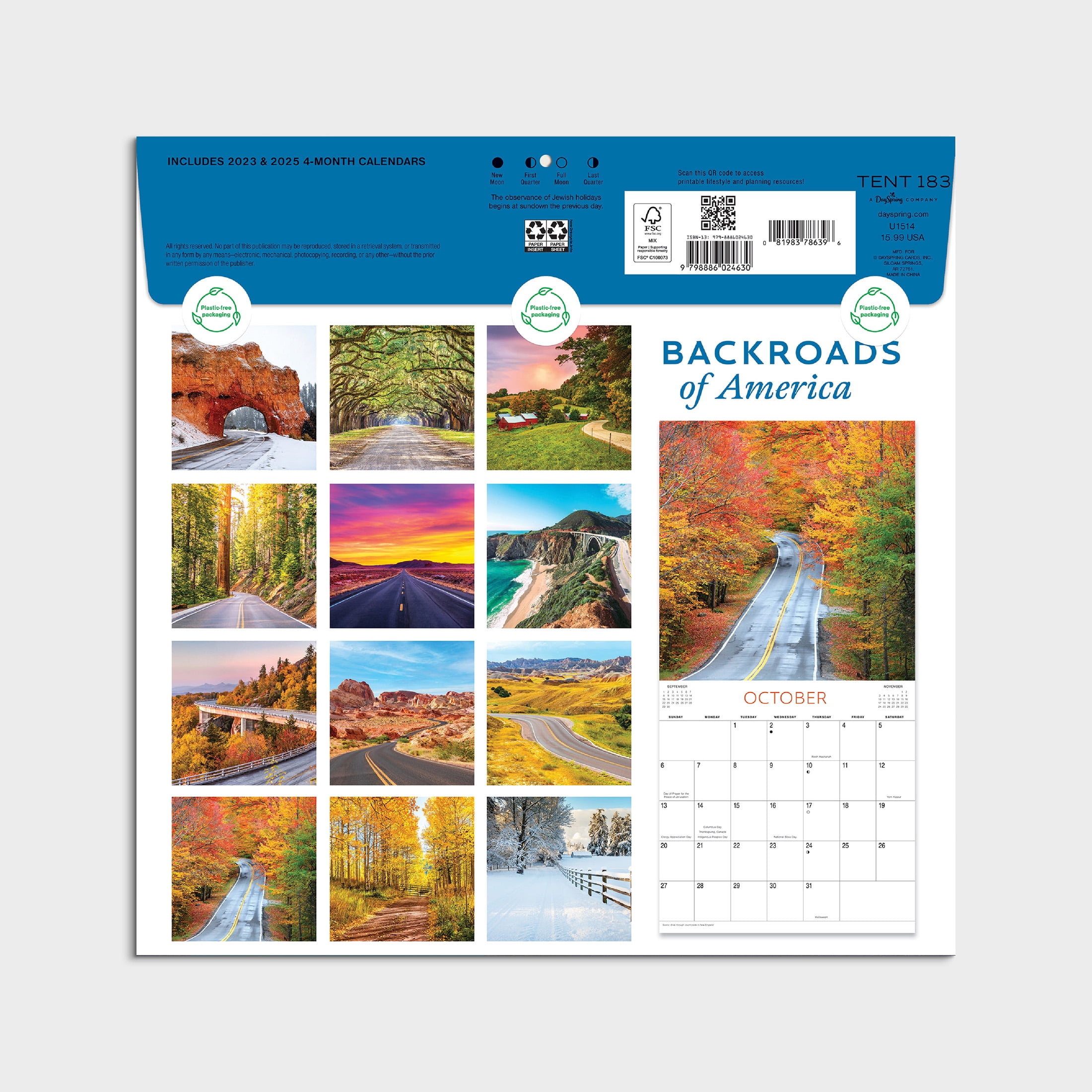 2024-12 Month Calendar- Back roads of America 12x12 Hanging Wall Calendar by DaySpring