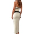 thumbnail image 6 of Biekopu Women's Summer Strapless Long Dress,Sleeveless Contrast Color Belted Bodycon Dress Evening Gown, 6 of 6