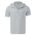 thumbnail image 3 of Glisme Boys Hooded Short Sleeve Linen Button Up Tops For Kids Boys Casual Summer Breathable Beach Shirt Grey Tops Size 9-10 Years, 3 of 5