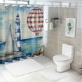 thumbnail image 7 of Chilfamy Nautical Lighthouse Anchor Sailboat Stripe Shower Curtain Sets Bath Curtains Decor Sets Grommet with Hooks 60x72, 7 of 7