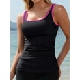 thumbnail image 6 of Charmo Ruched Tankini Tops for Womens Color Blocked Sporty Swimsuit Tops Only Tummy Control Bathing Suit Tops (No Bottom), 6 of 9