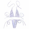 thumbnail image 1 of Aislor Haut de Soutien-Gorge Tour de Cou pour Femmes Mini Bikini Maillot à Bretelles avec String Maillot de Bain Argent Taille Unique, 1 of 2