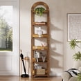thumbnail image 7 of Tribesigns 6-Tier Narrow Bookshelf, 71" Tall Arched Bookcase with Shelves for Small Space for Living Room, Home Office, Rustic Brown, 7 of 7