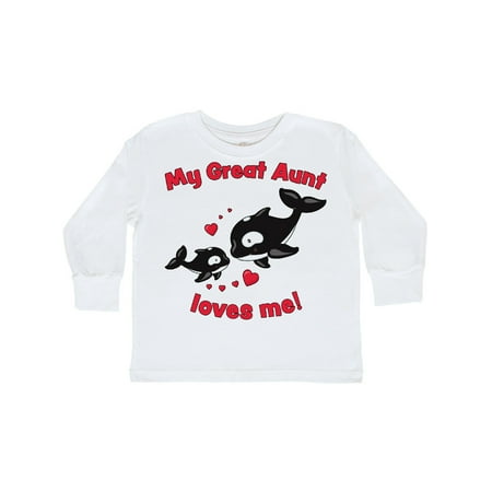 

Inktastic My Great Aunt Loves Me Orca Family Gift Toddler Boy or Toddler Girl Long Sleeve T-Shirt