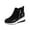 Black, variant on Womens Ankle Boots Round Toe Hidden Wedge Sole Faux Suede Crocodile Panel Dual Side Zipper Walking Fashion Boots Beige Size US7