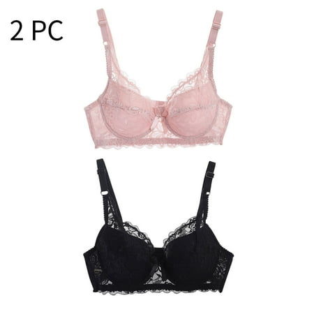 Atogsazn 2PC Lace Bralettes for Women Corset Bustier Top with Underwired V Neck Camisole Lingerie Adjustable Strap Crop Top Pink L on Clearance