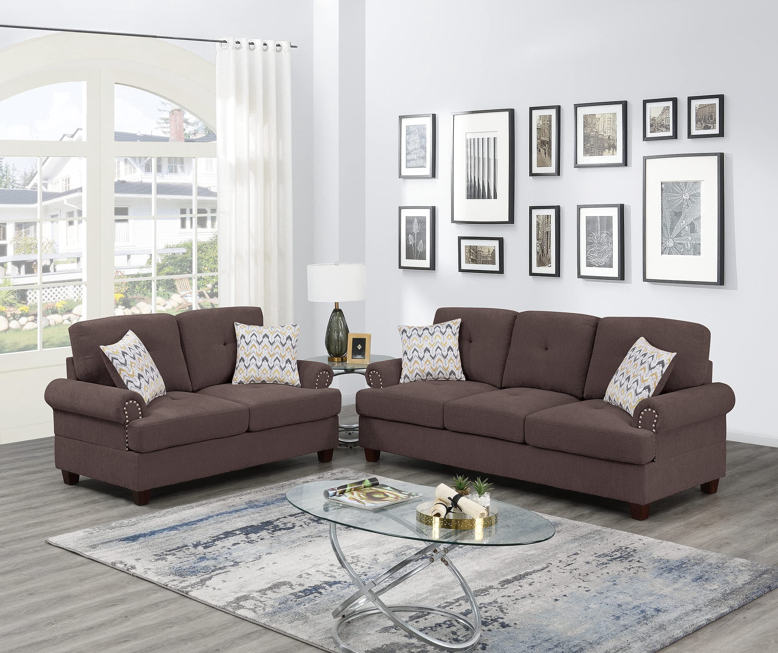 Beverly Fine Funiture F09912B Sectional Couch Sofa Set with