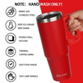 thumbnail image 5 of AQUAPHILE Tumbler with Handle, 35oz Insulated Coffee Mug with Leak-proof Lid and Straw, Stainless Steel Travel Mug for Hot or Cold Drinks,Red, 5 of 6