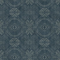 Chesapeake Java Navy Medallion Prepasted Easy Walls Wallpaper, 20.5-in by 33-ft, 56.4 sq. ft.
