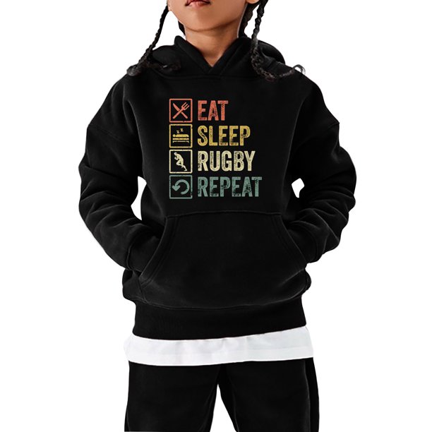 Gibobby Sudadera con capucha para niños y niñas Regalo deportivo americano para fanáticos del fútbol, sudadera para adolescentes, jugador de Rugby Vintag(Negro, 4-5 Años)