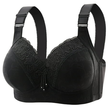 Audhol Women s Minimizer Bras Everyday Bras for Women Front Close Snap Builtup Sports Wire Bras Daisy Bra Women Large Size Underwire Plus Size Bras for Women Black B