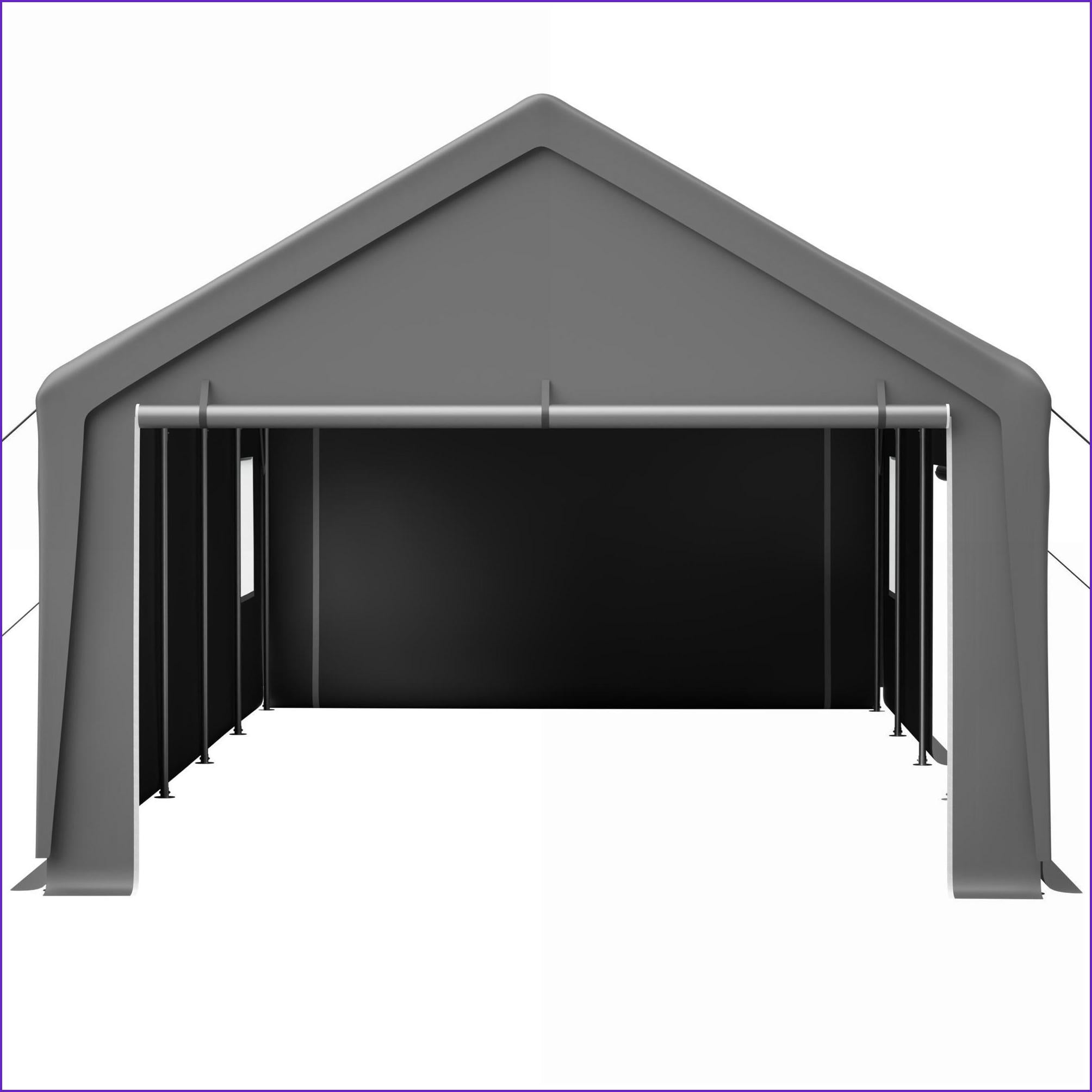 Carports 13x26 FT Heavy Duty All-Weather Portable Shelter for Cars, Boats, Storage Outdoor Events | Gray | Steel