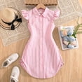 thumbnail image 5 of Uniform Dress for Girls Flutter Ruffle Sleeve Shirtdress A-Line Girls Summer Dresses 9-10 Years, 5 of 5