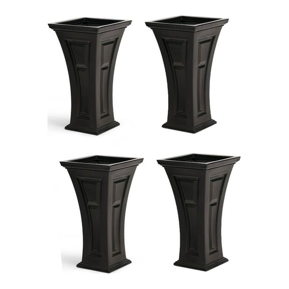 YIMBY Heritage Self Watering Tall Outdoor Garden Patio Planter Pot, (4 Pack)