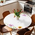 thumbnail image 2 of Yellow Sunflower Elastic Fitted Round Table Cover Pink Purple Daisy Waterproof Outdoor Tablecloth for Holiday Party, Picnic, Patio & Dining Fits Tables Up to 55"-60", 2 of 8