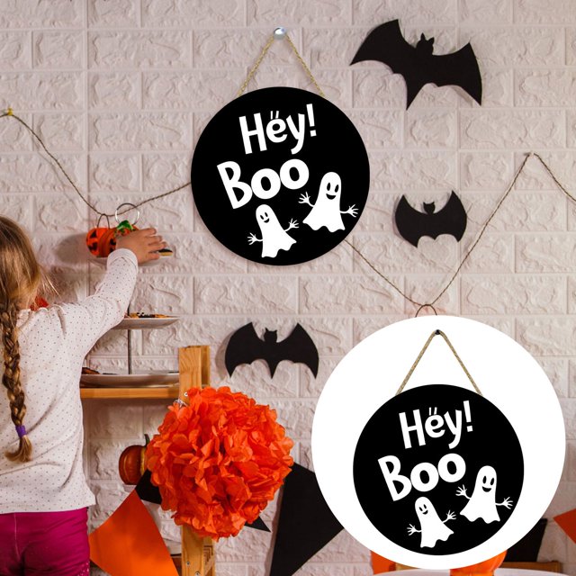 WHEANG Halloween Sign For Front Door Decor Halloween Wooden Door Hanger Halloween Door Sign Holiday Hanging Welcome Signs Halloween Decorations For Door