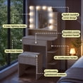 thumbnail image 4 of ICEELF Oak Makeup Vanity with Chair, Small Vanity Desk with Mirror & 3 Color Lights, Girls Vanity Set with Power Outlet for Small Space, 4 of 9