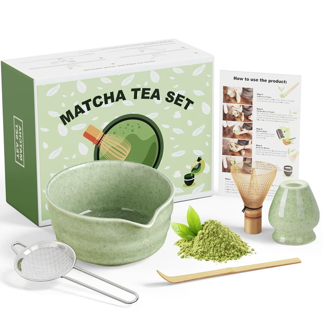 Set de té matcha Dayacoco de 500 ml, cuenco de cerámica, kit de 5 piezas