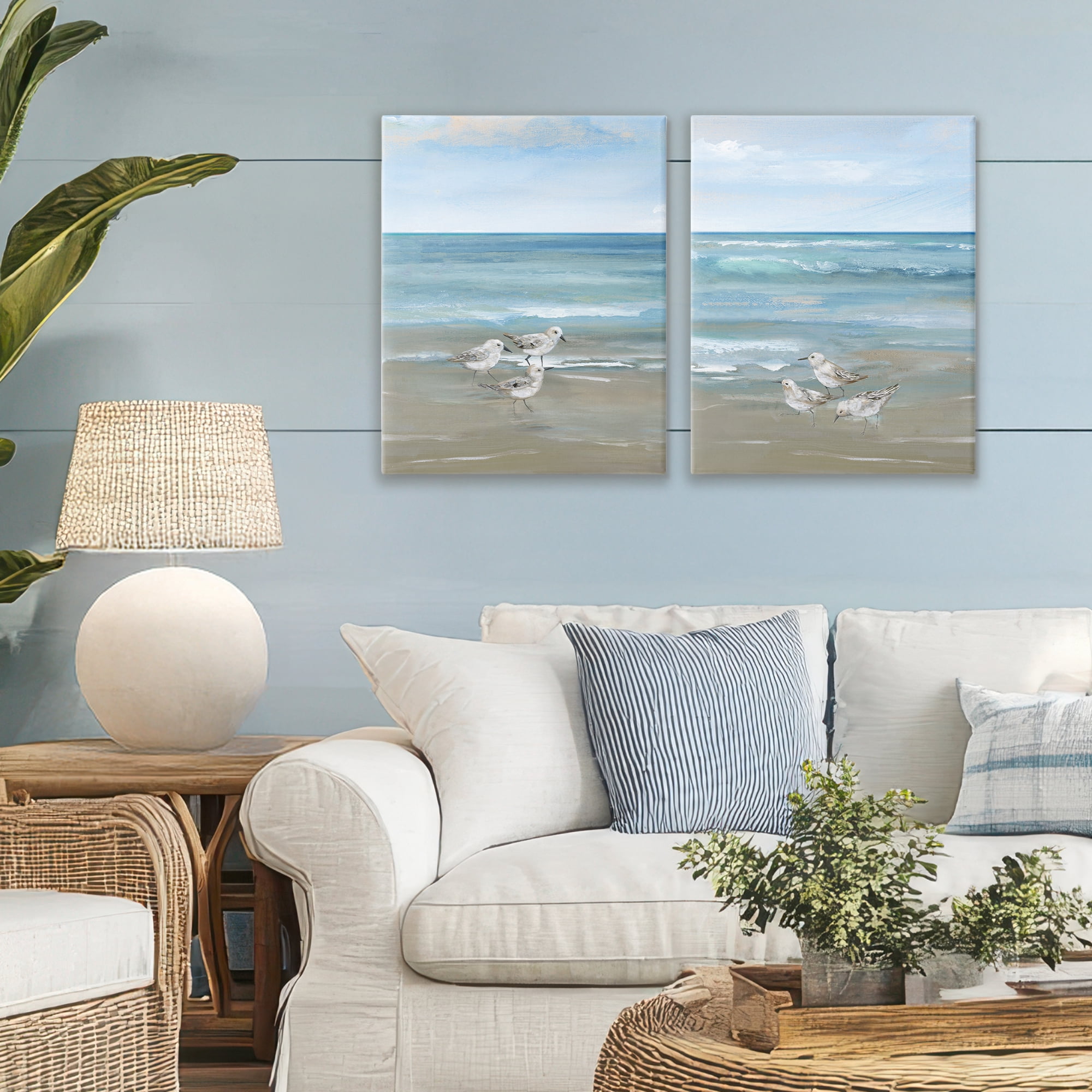 Stupell Industries Seaside Sanderlings at Dawn 2 Piece Canvas Wall Art Set, design by Nan