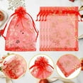 thumbnail image 2 of 100pcs Snowflake Organza Bags Christmas 4x6 inch, Red Drawstring Mesh Gift Pouches for Jewelry Candy Party Favor, 2 of 5