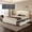 White, variant on E-Motie Full Bed Frame with LED Lights and 4 Storage Drawers, PU Leather Wingback Upholstered Platform Bed, Charging Station, Modern Faux Leather Headboard, No Box Spring Needed, Black