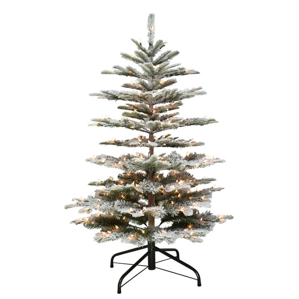 Puleo International 4.5 ft. PreLit Flocked Aspen Fir Artificial