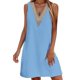 thumbnail image 1 of Vestido holgado sin mangas con cuello en V y ribete de encaje: elegante cuello en V, ribete de encaje, versátil para ir al trabajo o para llevar a diario, 1 of 5