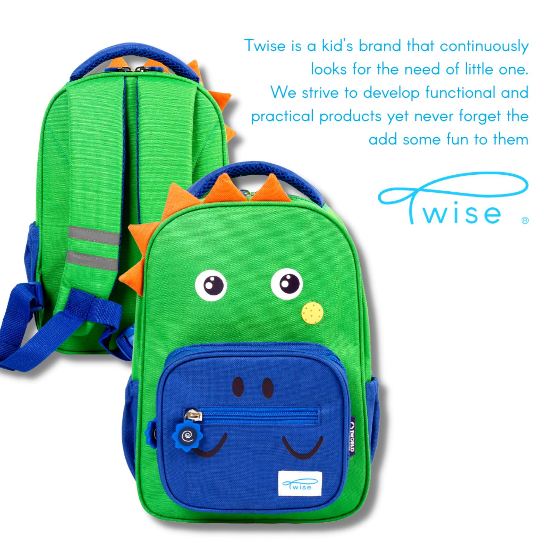 Twise Side-kick 12" Kids, Toddlers Backpack for Preschool, Dino