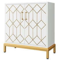Homhougo 32.00 x 15.00 x 32.00 Accent Cabinet with Doors, Modern Wooden Sideboard, White